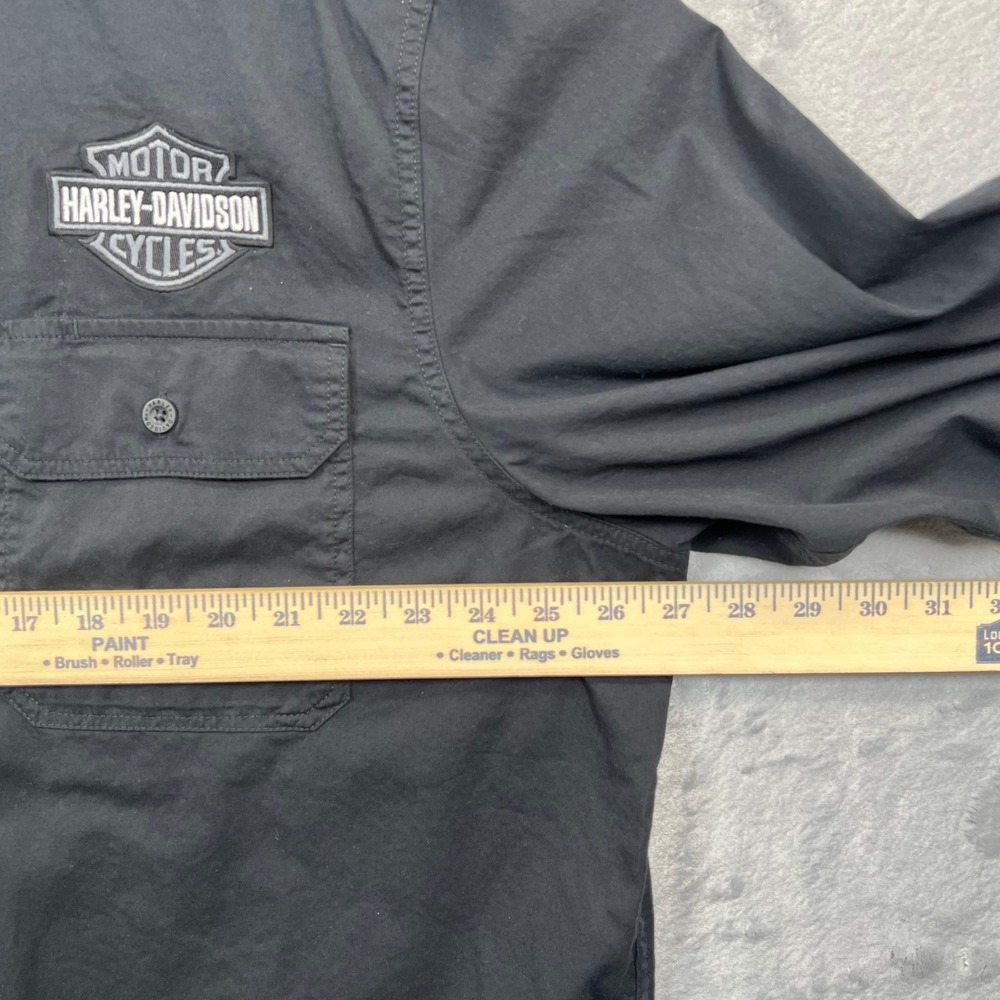 Harley-Davidson Button Up Shirt Mens 2XL Black Long Sleeve Embroidered Logo - Picture 5 of 11